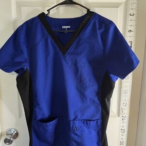 ScrubStar V-Neck Medical Scrub Top - Royal Blue & Black